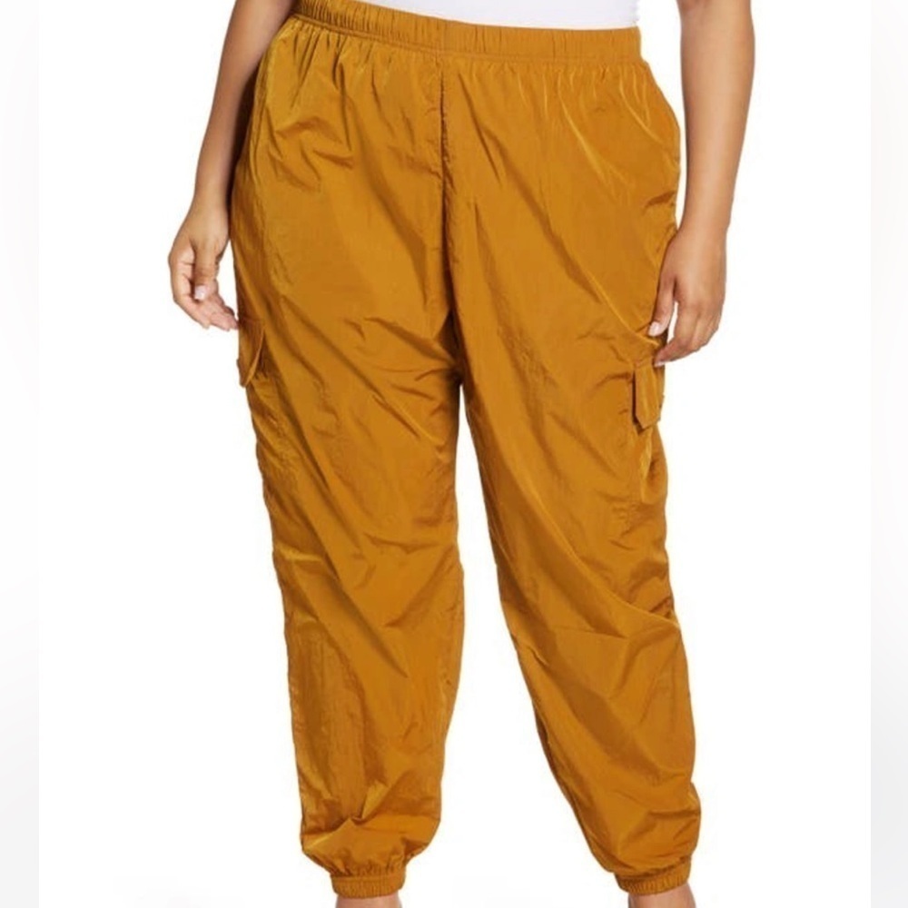Good American Mustard Yellow Track Cargo Joggers